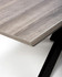 Roma 180cm Grey Dining Table, close-up view of the grey wood grain tabletop with a smooth finish and black metal legs.