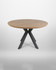 Hamilton Rustic Oak 120cm Round Table, modern dining table with a natural oak wooden top and black intersecting X-style metal legs, minimalist design for contemporary interior decor.