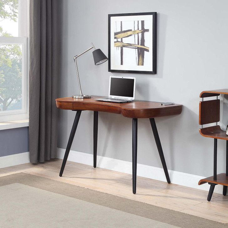 curved walnut desk