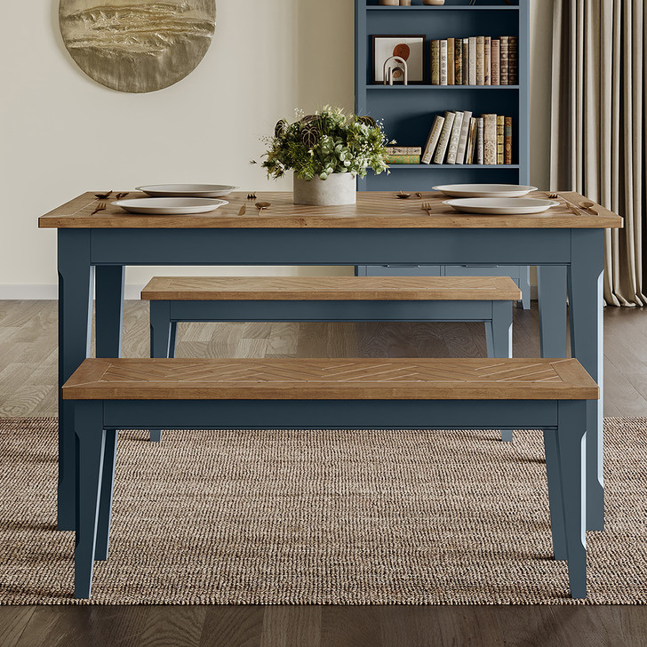 This stunning Signature Blue Dining Bench (130cm) features meticuloulsy hand-finished craftsmanship - CFR03A