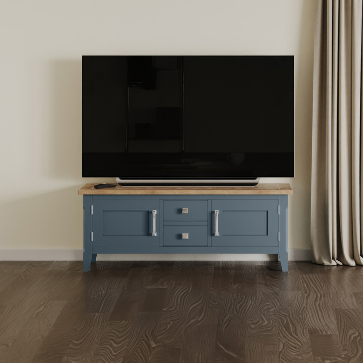 This stunning Signature Blue Widescreen Television Stand features meticuloulsy hand-finished craftsmanship - CFR09A