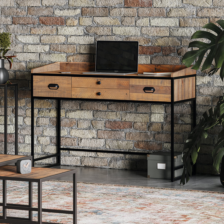 The Ooki Desk / Dressing Table by Baumhaus is a modular collection of reclaimed timber and steel