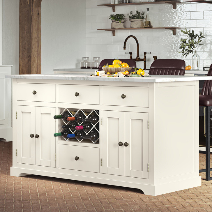 Cream Kitchen Island With White Marble Worktop