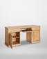 Mobel Oak Large Hidden Office Twin Pedestal Desk COR06D, wooden office desk with two storage pedestals, drawers, and a fold-out keyboard tray.