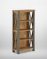 Hulstone Industrial Reclaimed Small Bookcase WFS-BH-HUL01B, a rustic wooden bookshelf with metal frame, four shelves for storage, and a modern industrial design.
