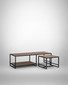Hyloft Reclaimed Coffee Table With Removable Side Table WFS-BH-HYL08A, modern multi-functional coffee tables with metal frames and wooden surfaces, ideal for living room decor.