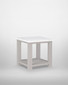 Greystone Lamp Table VTTG10A, white wooden lamp table with a square top and lower shelf, modern minimalist design.