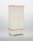Hampton Ivory 2 Door 1 Drawer Wardrobe HI100-101-231, contemporary white wardrobe with natural wood accents and two drawers at the base.