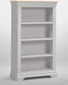 Vermont Bookcase, product image of a four-shelf bookcase in Pebble Grey/Oak VM300-306-055 with a classic design and a natural wood top.
