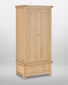 Hampton Oak 2 Door 1 Drawer Wardrobe HO100-101-229, wooden wardrobe with two doors and two drawers at the bottom, finished in natural oak wood.
