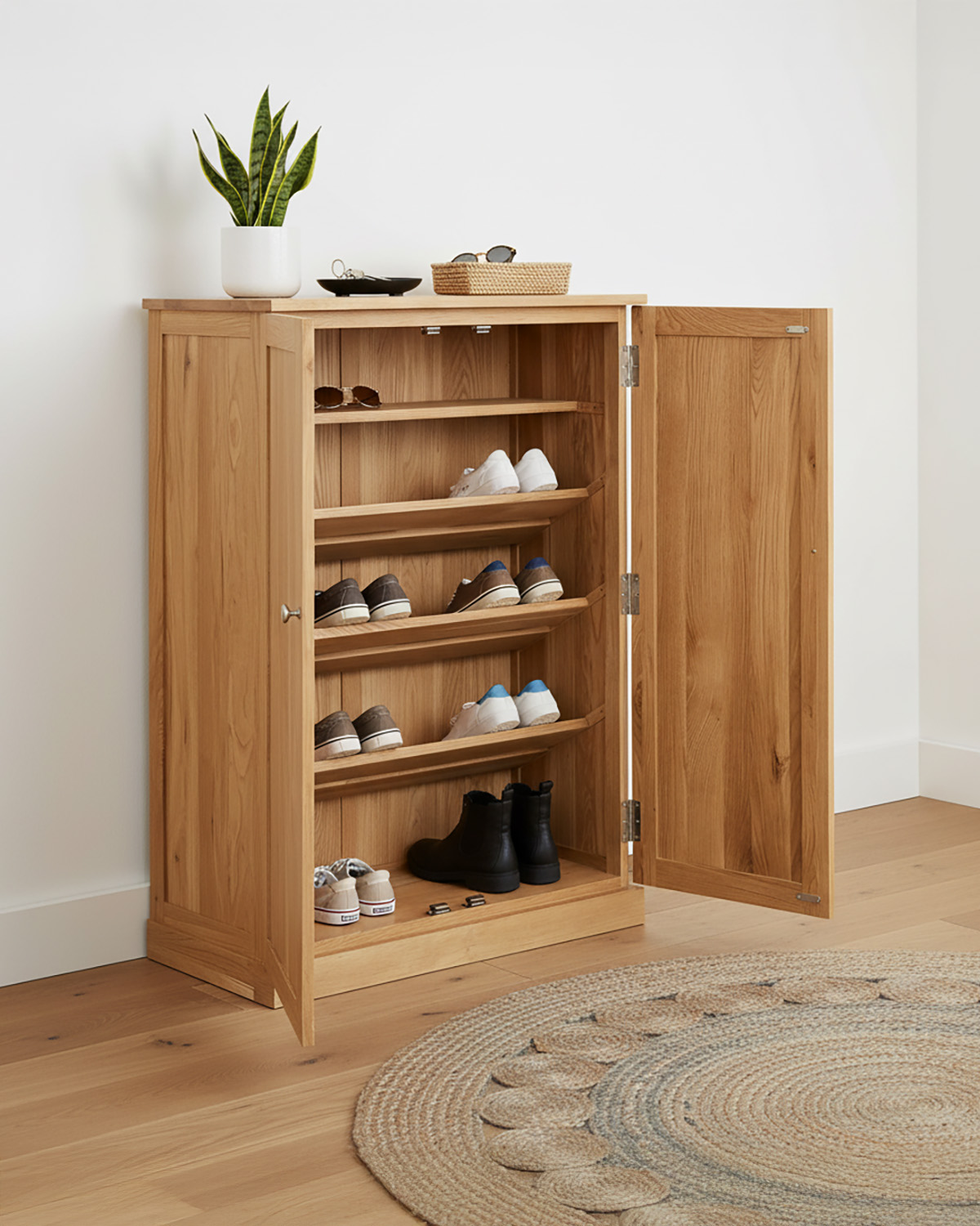 Stockbury Oak Large Shoe Cabinet Wooden Furniture Store