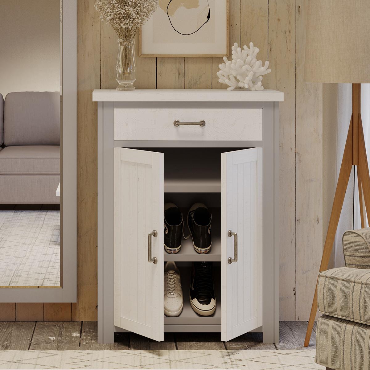 Greystone Shoe Storage Cupboard With Drawer Wooden Furniture Store