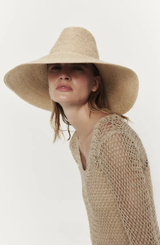 Janessa Leone Tinsley Wide Brim Packable Straw Hat - Natural