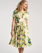 Anna Slope Arm Dress Tuileries - Oyster/Green