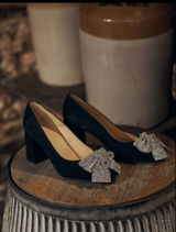 Penelope Chilvers Gamine Bow Suede Pump - Black