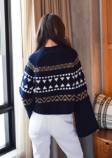 Never a Wallflower Fair Isle  Sweater - Navy