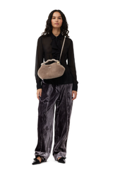 Ganni  Velvet Stripe Relaxed Pleated Pants - Phantom