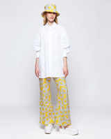 Mirto Floral Print Linen Trousers - Yellow