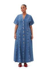 Ganni Future Denim Maxi Dress - Mid Blue Stone
