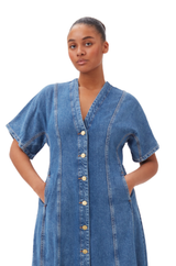 Ganni Future Denim Maxi Dress - Mid Blue Stone