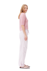 Ganni Washed Cotton Canvas Drawstring Trousers - Light Lilac