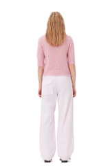 Ganni Washed Cotton Canvas Drawstring Trousers - Light Lilac