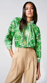 Smythe Gathered Blouse - Green Tile