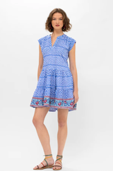 Oliphant Roll Sleeve Short Dress - Campania Blue