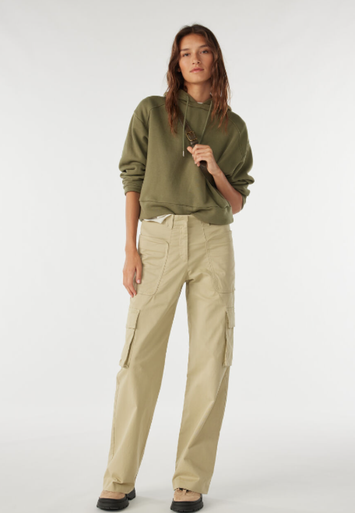 Women's Khaki Style Demi-Length Pants - Sash Tie / Khaki