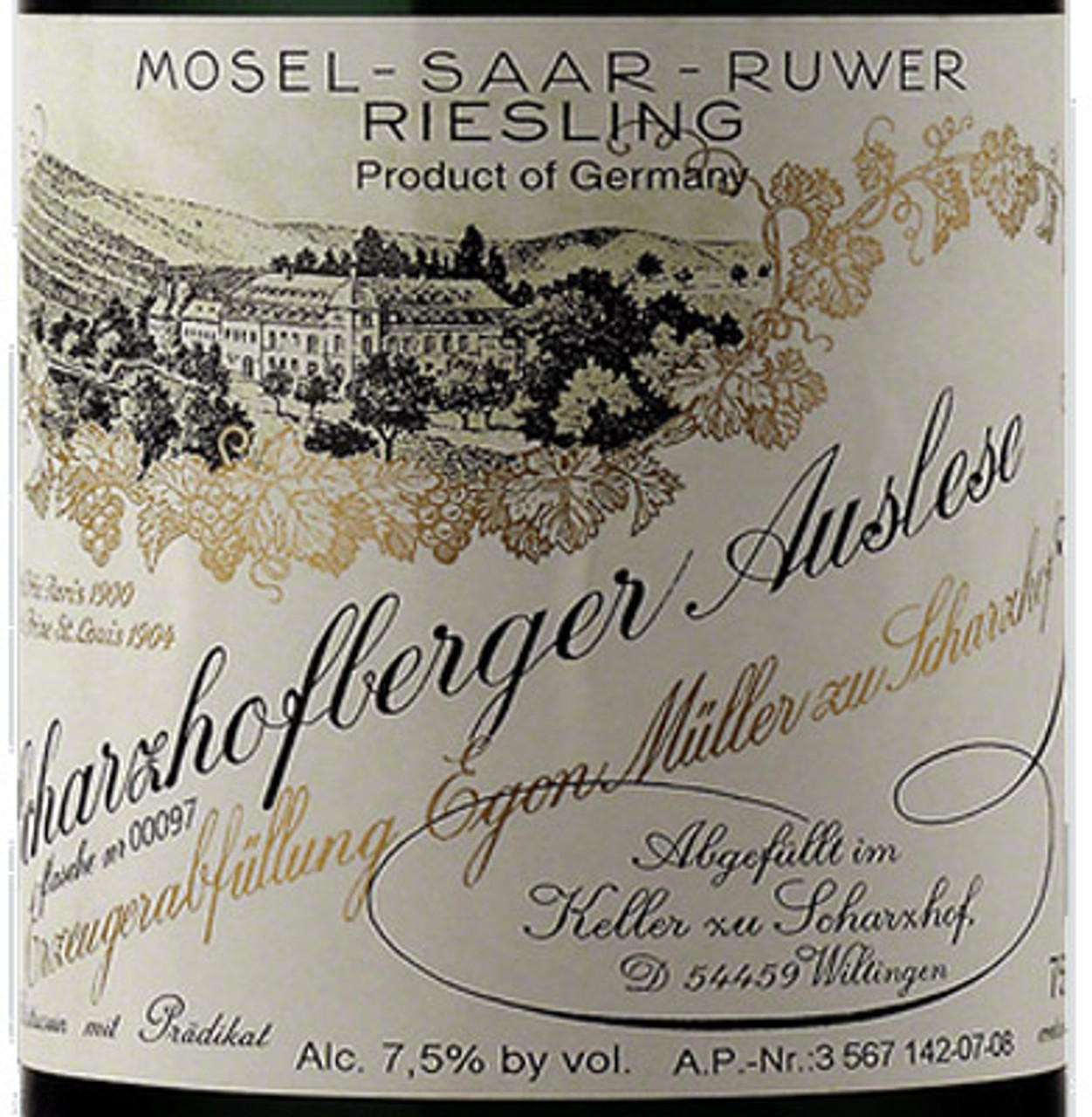 Scharzhofberger Company Woodland Müller/Egon Riesling 2019 Auslese Hills - Wine