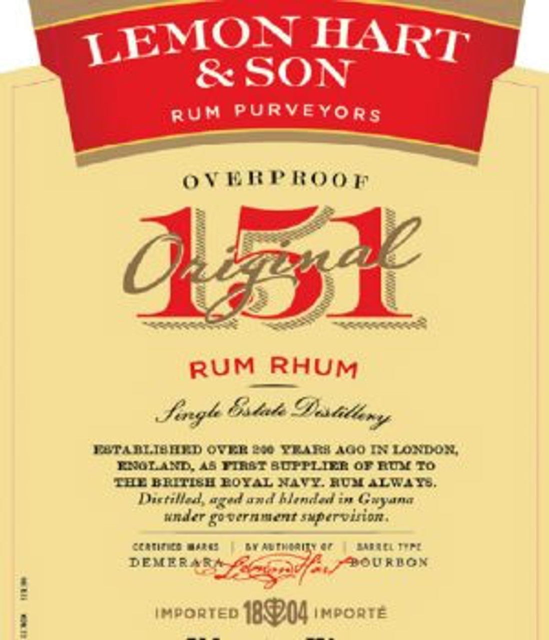 ウイスキー LEMON HART DEMERARA PREMIUM RUM 750ml Lemon Hart Original Premium Demerara Rum 40° - Rum Attitude