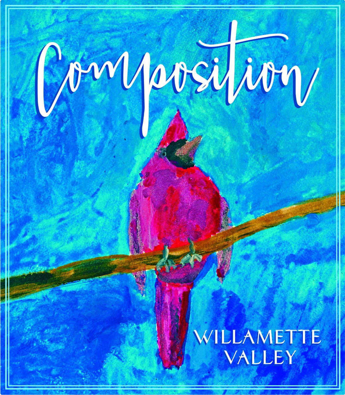 Bottle of Composition Chardonnay Willamette Valley 2023 with elegant label showcasing a white wine.