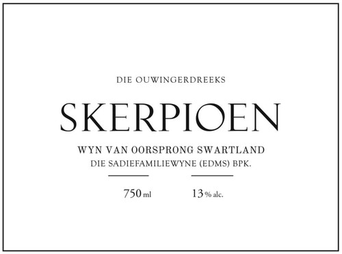 Sadie Family Skerpioen White Blend Die Ouwingerdreeks 2019