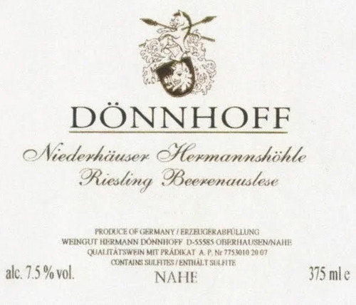 Dönnhoff Riesling Beerenauslese Niederhäuser Hermannshöhle 2019 375ml