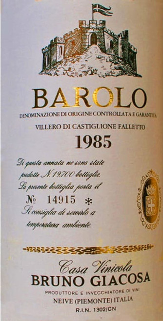 Giacosa/Bruno Barolo Villero di Castiglione Falletto 1985