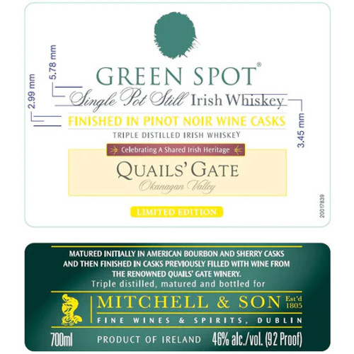 Green Spot Quail's Gate Limited Edition Irish Whiskey 700ml