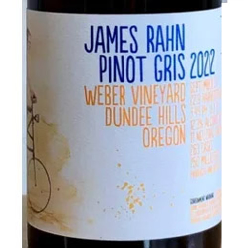 James Rahn Pinot Gris Dundee Hills Weber Vineyard 2022