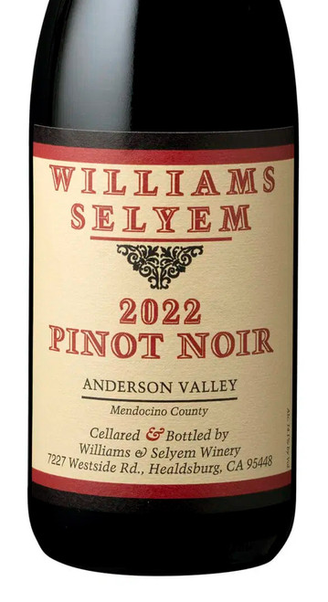 Williams-Selyem Pinot Noir Anderson Valley Mendocino County 2022