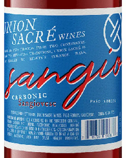 Union Sacré Carbonic Sangiovese Paso Robles Sangrio 2024