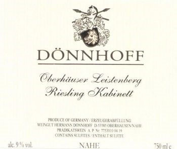 Dönnhoff Riesling Kabinett Oberhäuser Leistenberg 2024