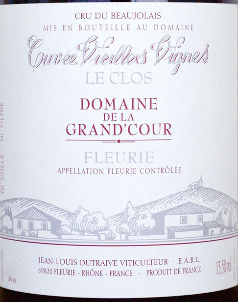 Grand 'Cour (Dutraive) Fleurie Champagne Cuvée Vieilles Vignes 2018 1.5L
