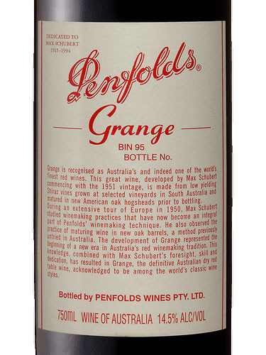 Penfolds Shiraz South Australia Grange 1986 - Woodland Hills Wine
