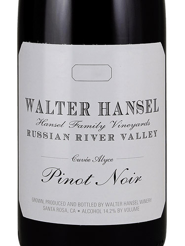 Walter Hansel Pinot Noir Russian River Valley Cuvée Alyce 2021