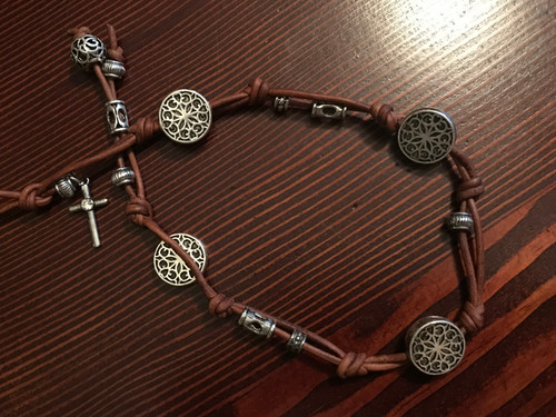 HANDMADE LEATHER BEADED CHOKER $135.00