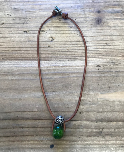 HANDMADE THIN LEATHER STONE CHOKER $75.00