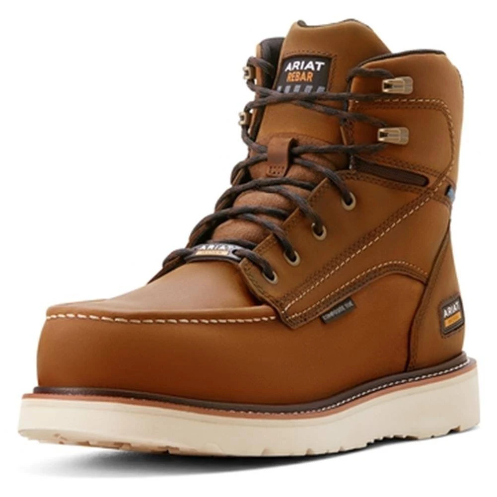 Men's Ariat 6" Rebar Wedge Moc Toe Waterproof Composite Toe Boots