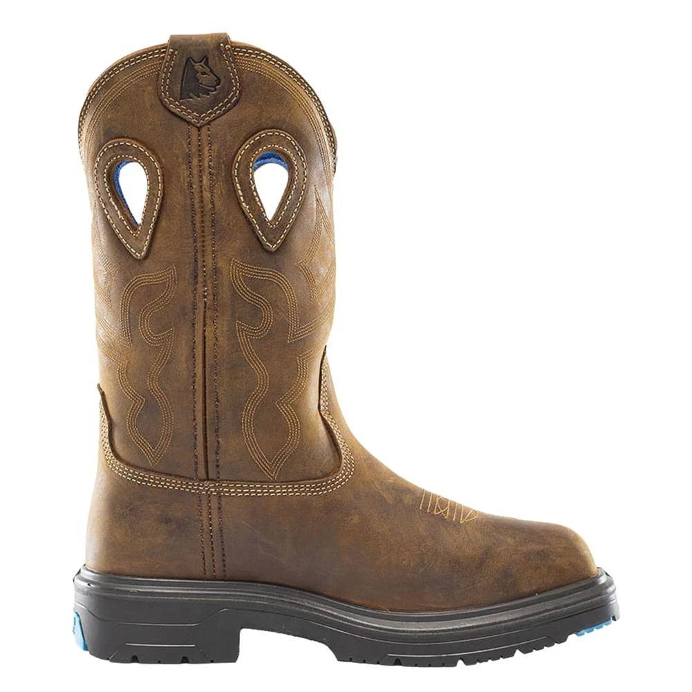 Men's Steel Blue Blue Heeler Metguard Square Toe Pull-On Steel Toe Waterproof Boots