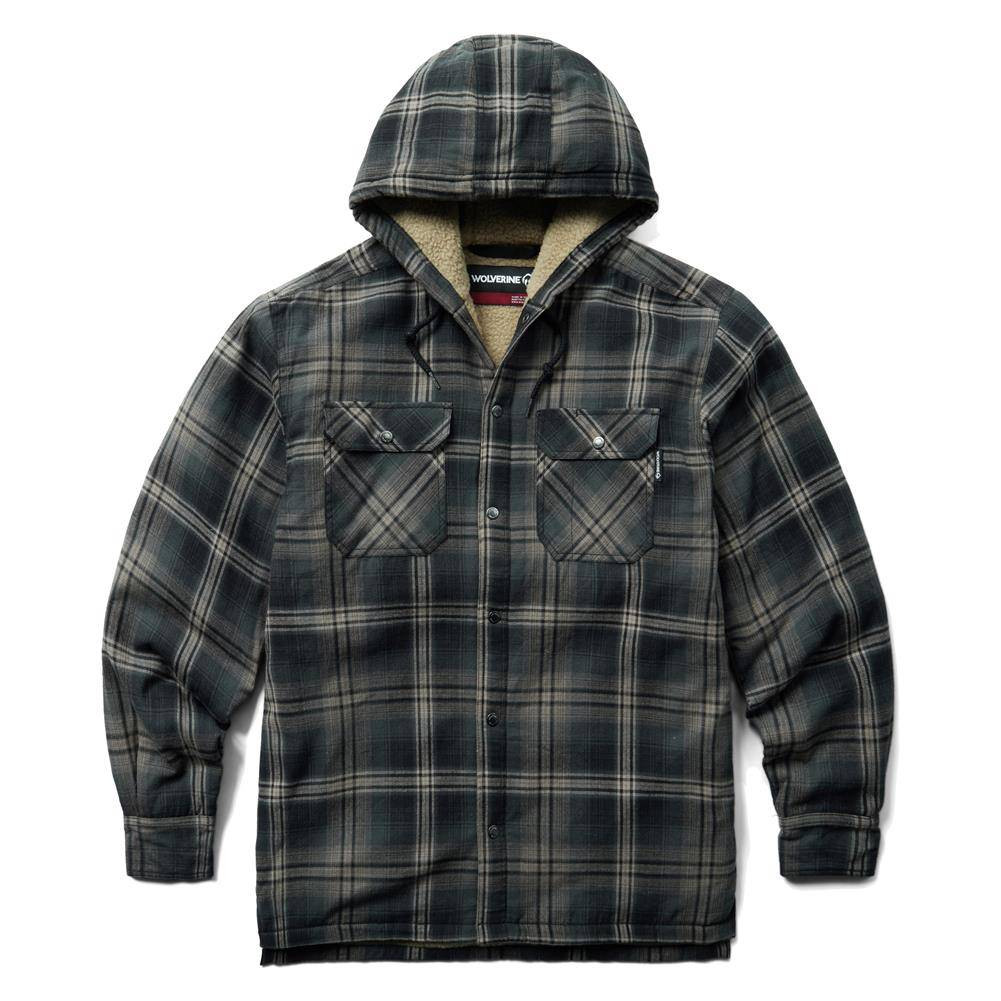 Men's Wolverine Hastings Sherpa Lined Hooded Shirt-Jac | WorkBoots.com