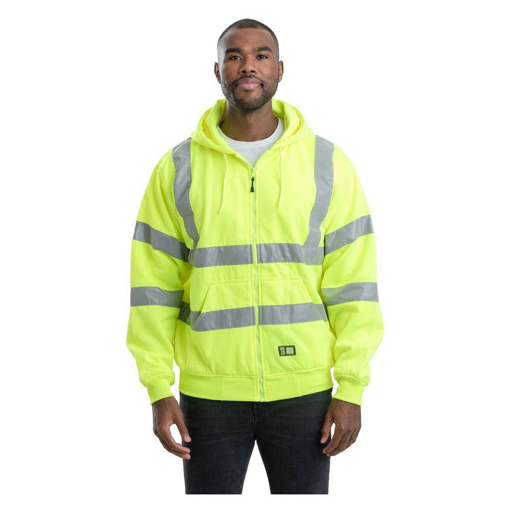 Men's Berne Workwear Hi-Vis Type R Class 3 Lined Hooded Sweatshirt