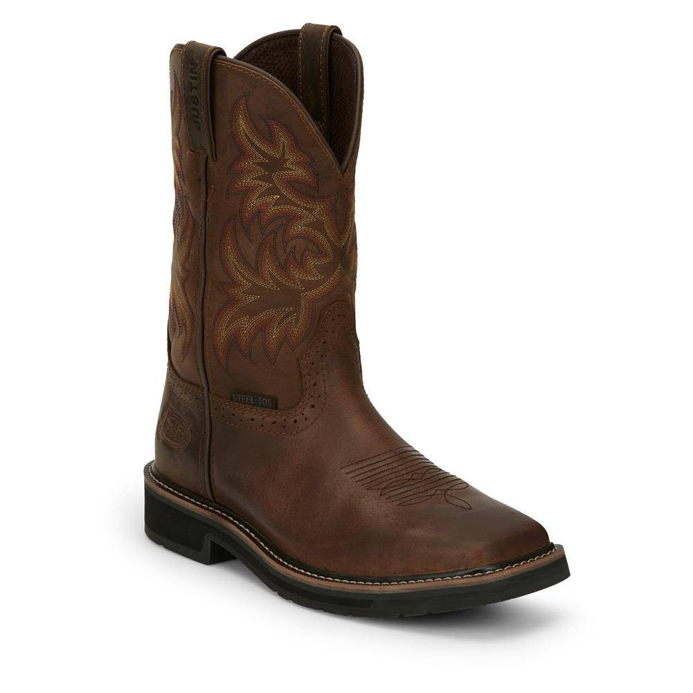 Men's Justin Original Work Boots 11" Driller Square Toe Steel Toe